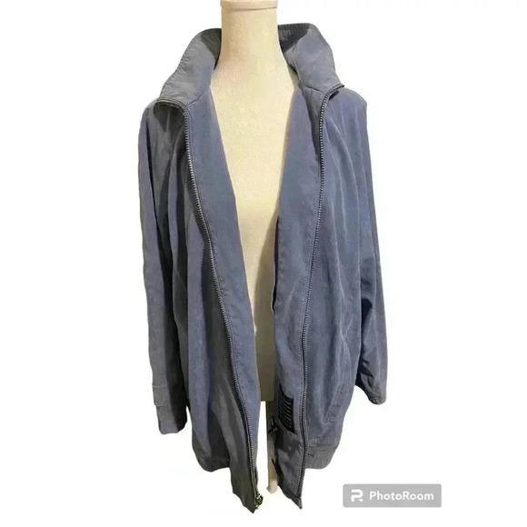 London Fog Women's Petite Medium Hooded Lightweight Jacket Blue Full Zipper - Picture 4 of 4